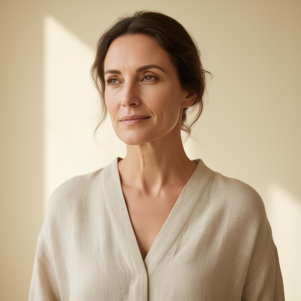 A confident woman in soft natural light